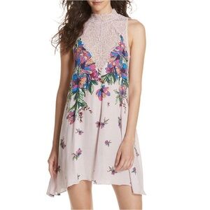 NWT Intimately Free People Marsha Lace Slip Dress Purple Floral Size S